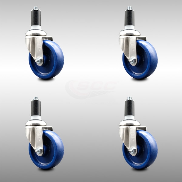 Service Caster 4 Inch 316SS Solid Polyurethane Swivel 1-3/8 Inch Expanding Stem Caster Set SCC SCC-SS316EX20S414-SPUS-138-4 - main